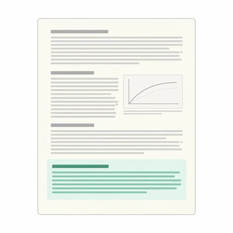 Illustration of a thesis page with a findings chart and highlighted conclusion