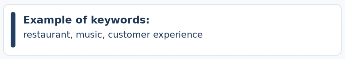 Example thesis keywords: restaurant, music, customer experience